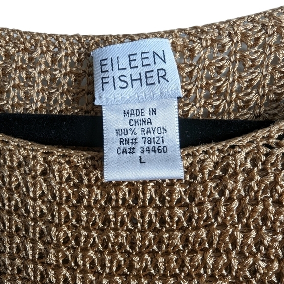 Eileen Fisher gold knit top sz L - Picture 3 of 9